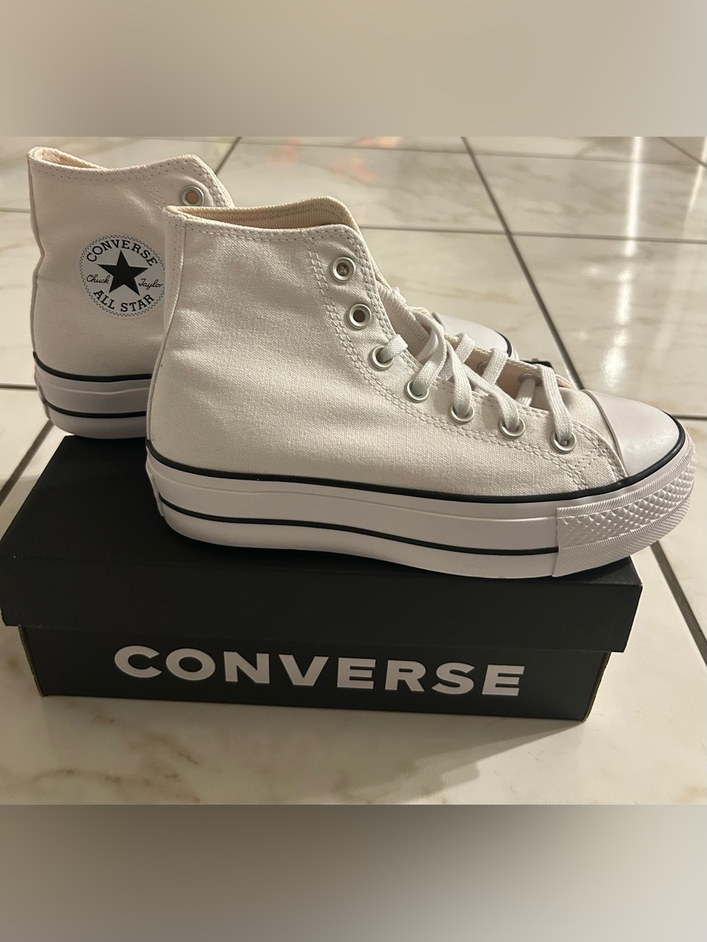 Converse White High Top Platform Sneakers